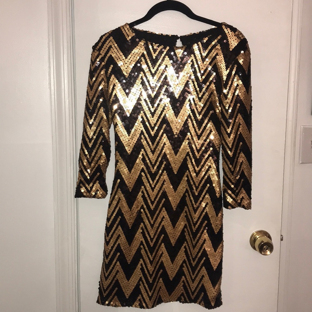 Ark & Co Black And Gold Sequin Party Dress